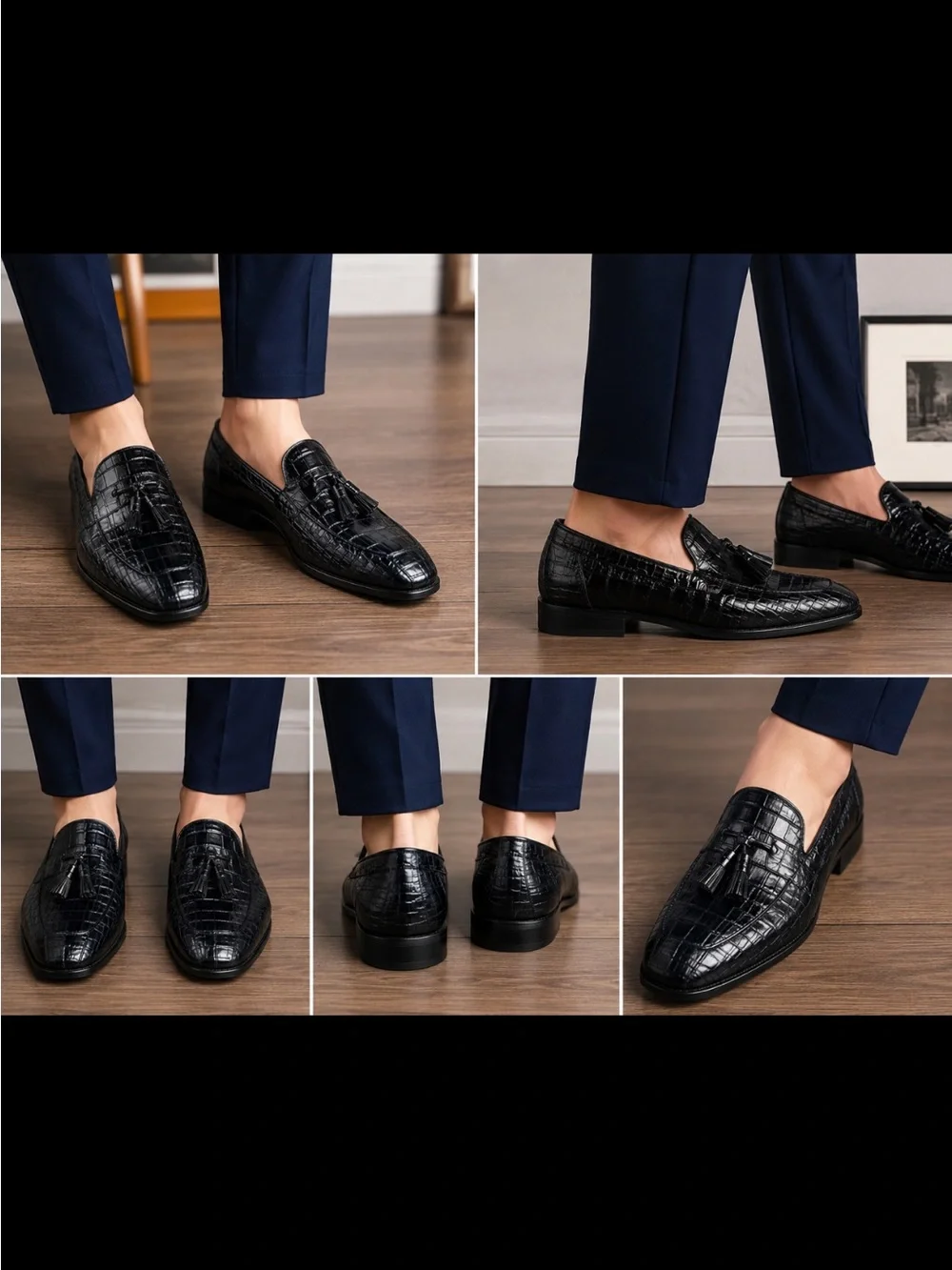 Cole Haan Black Woven Leather Tassel Loafers Never Worn.